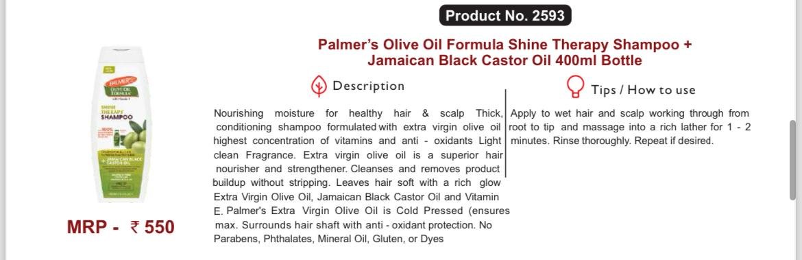 Olive oil formula shine therapy shampoo