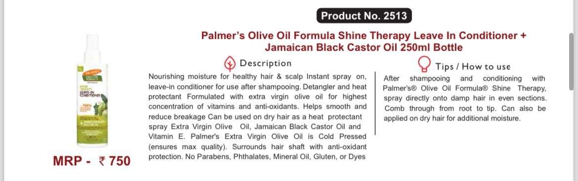 Olive oil formula leave in conditioner