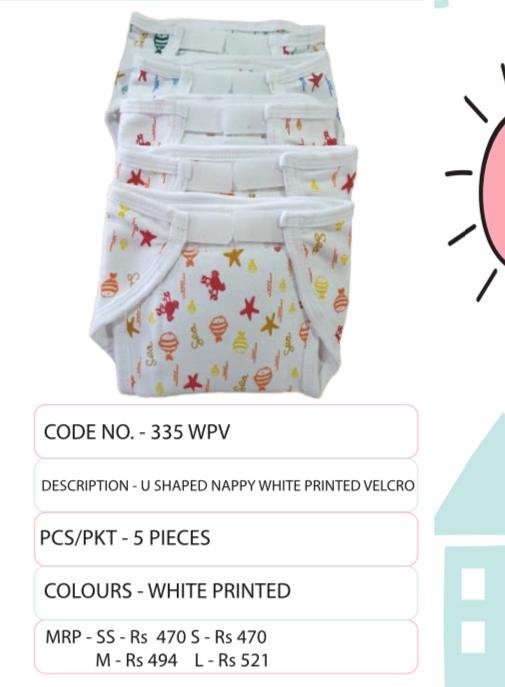 U SHAPED NAPPY WHITE PRINTED